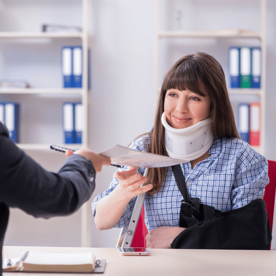 A Woman Collecting Her Disability Insurance Papers From Dfsin Toronto West Insurance Advisor In Ontario, Canada.