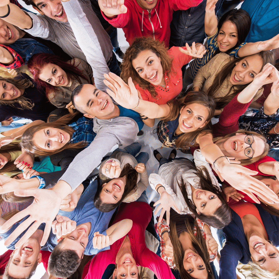 Group Of People Raising Both Hands Together With Happiness After Signing Up With Dfsin Toronto West'S Group Insurance